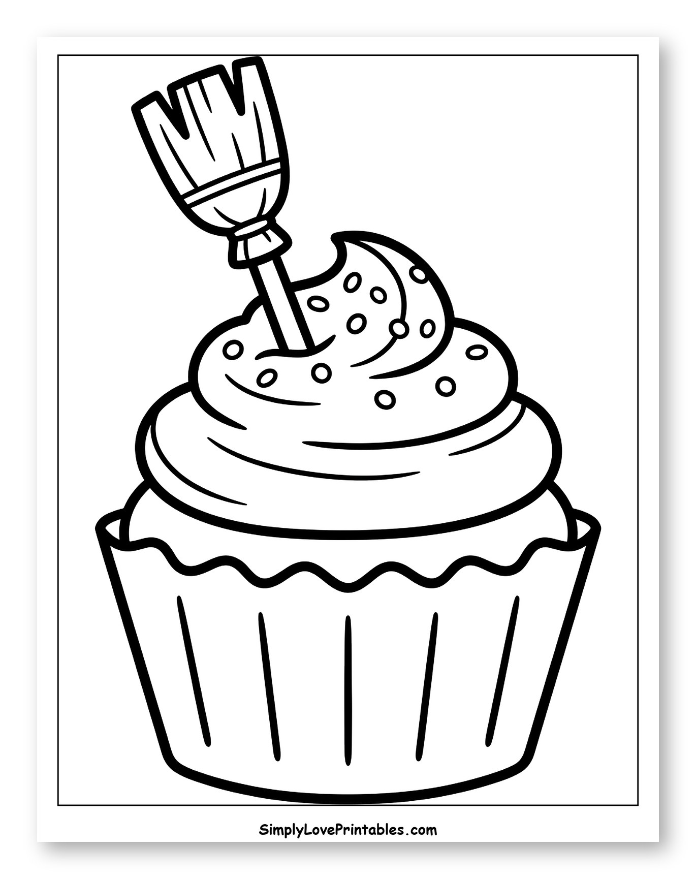 Halloween Cupcake with a Witch's Broomstick