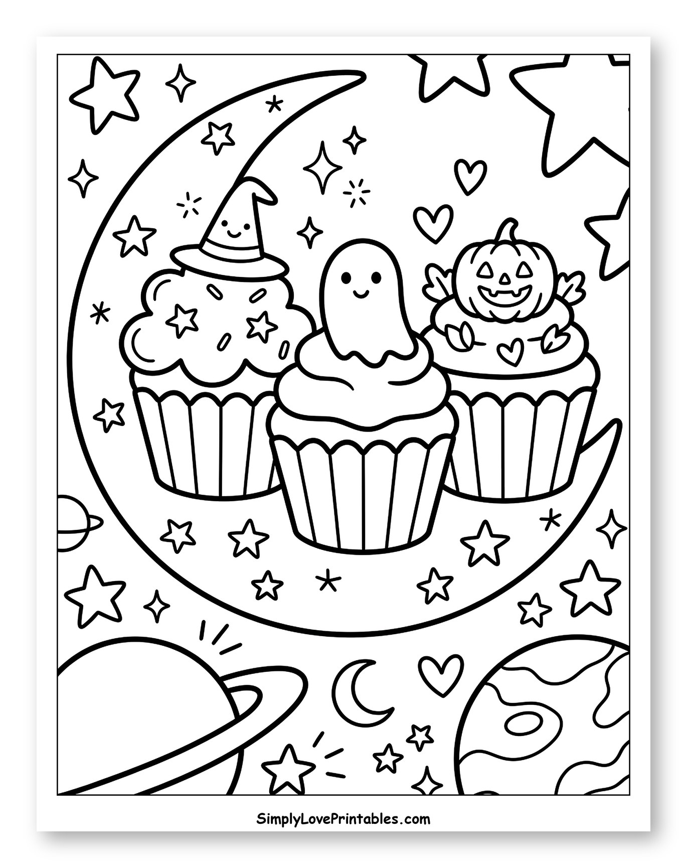 Halloween Cupcakes on a Moon with Stars