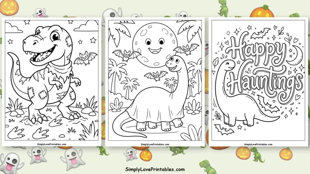 halloween dinosaur coloring pages featured image