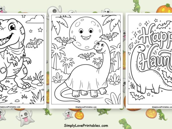 halloween dinosaur coloring pages featured image