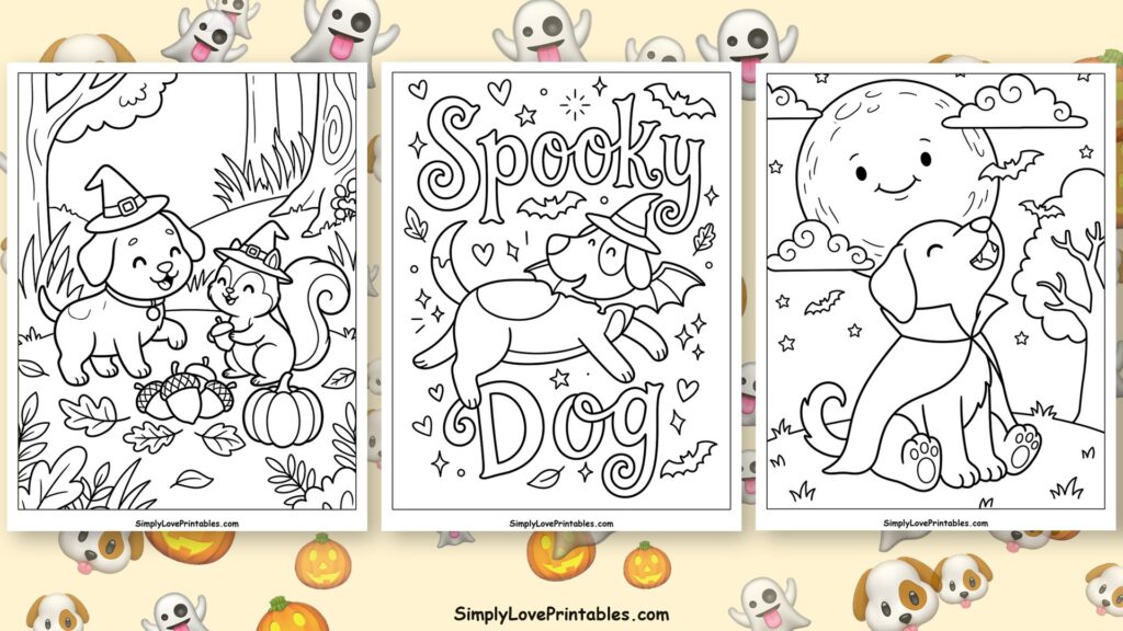 halloween dog coloring pages featured image