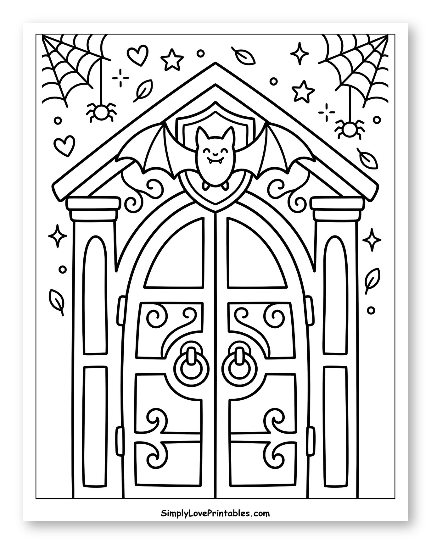 Halloween Gate with Happy Bat and Spiders