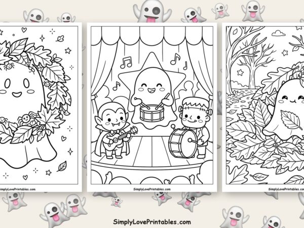 halloween ghost coloring pages featured image