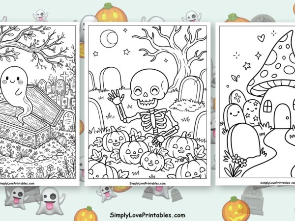 halloween Graveyard coloring pages featured image