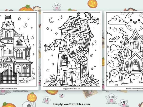 halloween haunted house coloring pages featured image