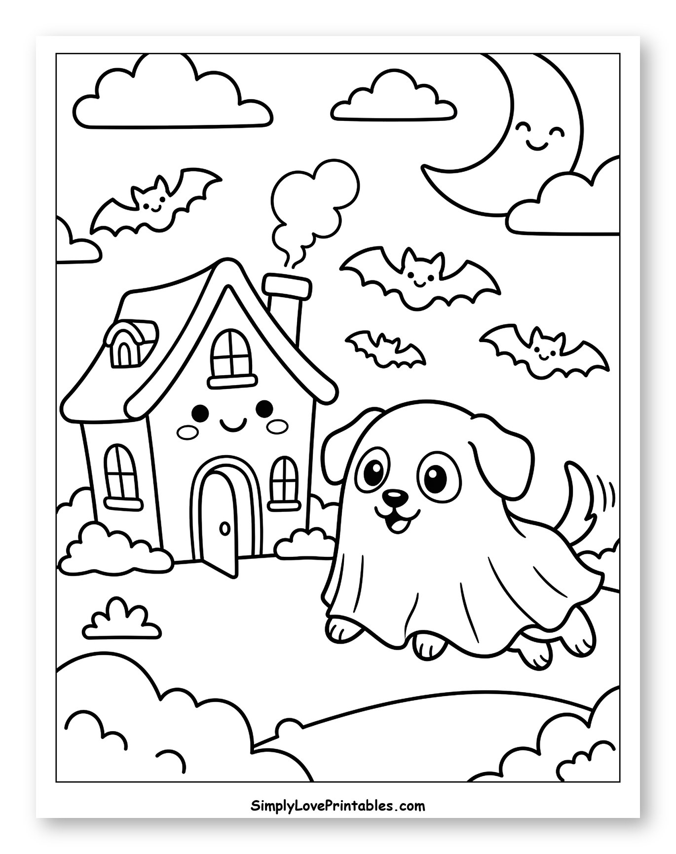 Halloween Night with Ghost Dog and House