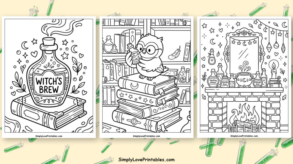halloween Potion bottle coloring pages featured image