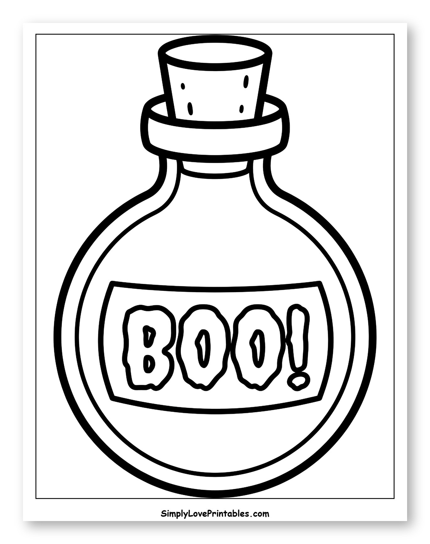 Halloween Potion Bottle with 'BOO!' Label