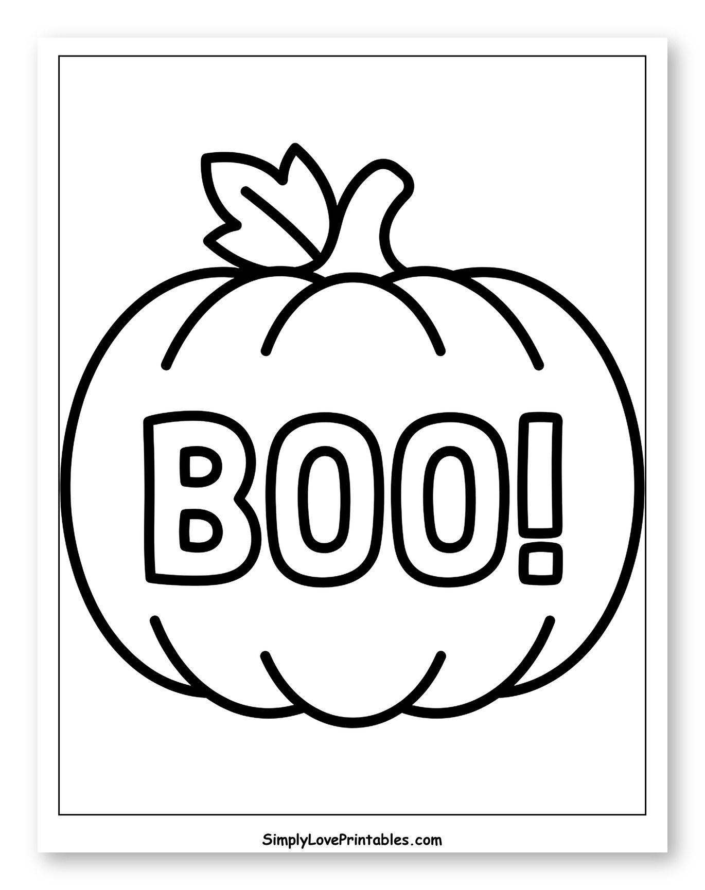 Halloween Pumpkin with "BOO!" Text Coloring Sheet for Toddlers