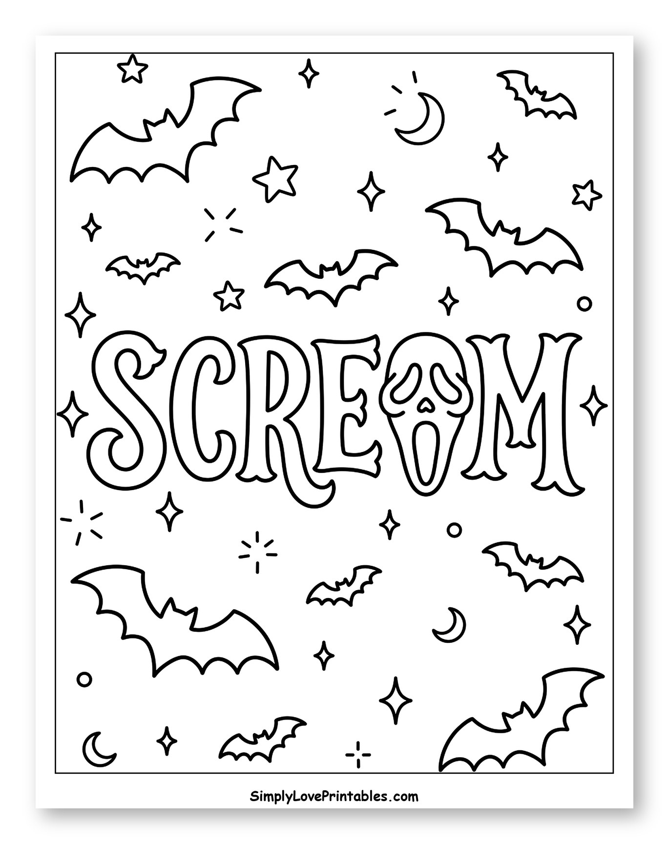 Halloween Scream with Ghostface Mask and Bats