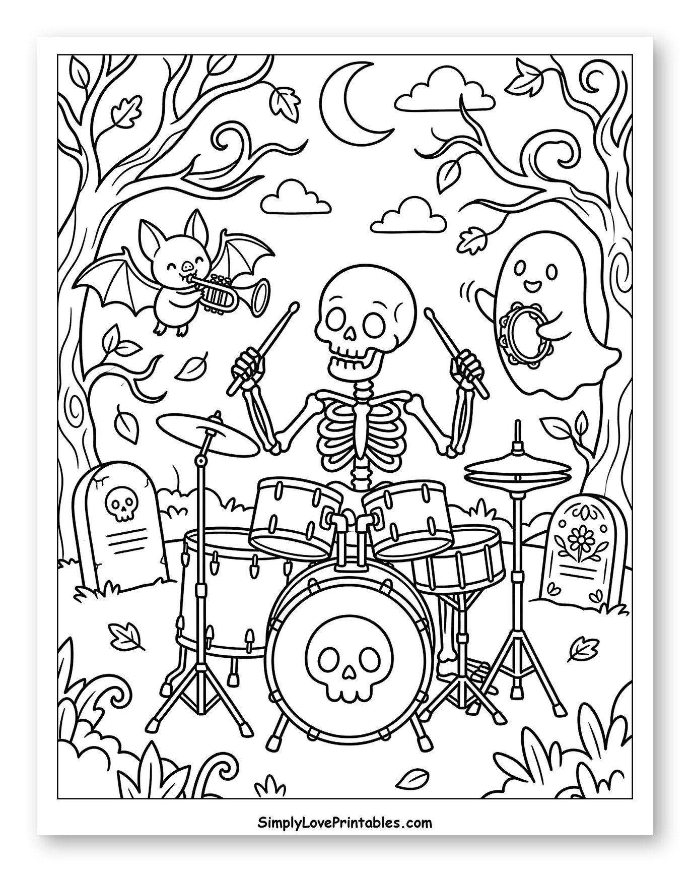 Halloween Skeleton Band Playing Music