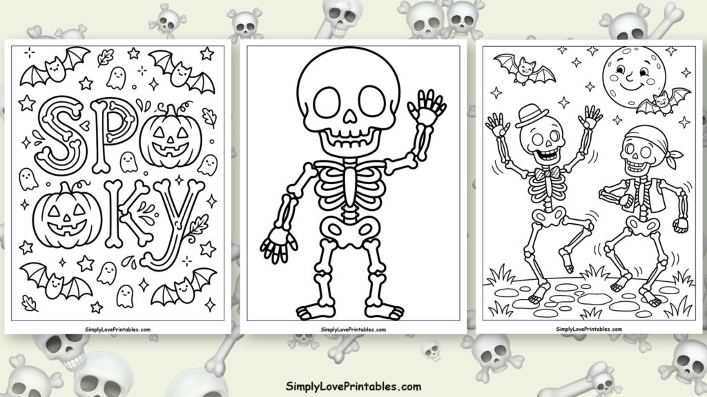 halloween skeleton coloring pages featured image