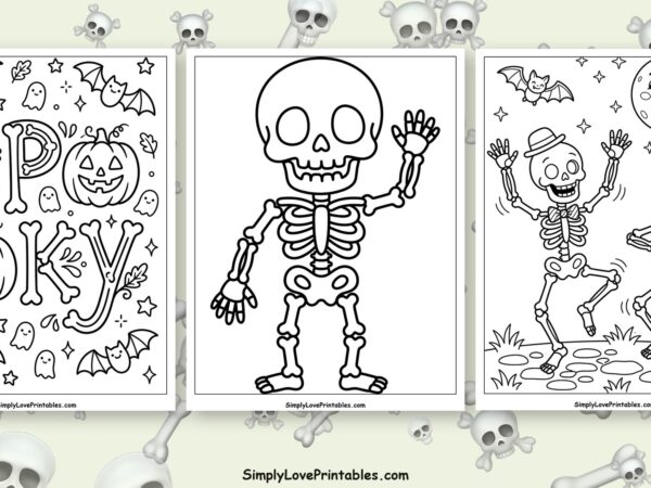 halloween skeleton coloring pages featured image