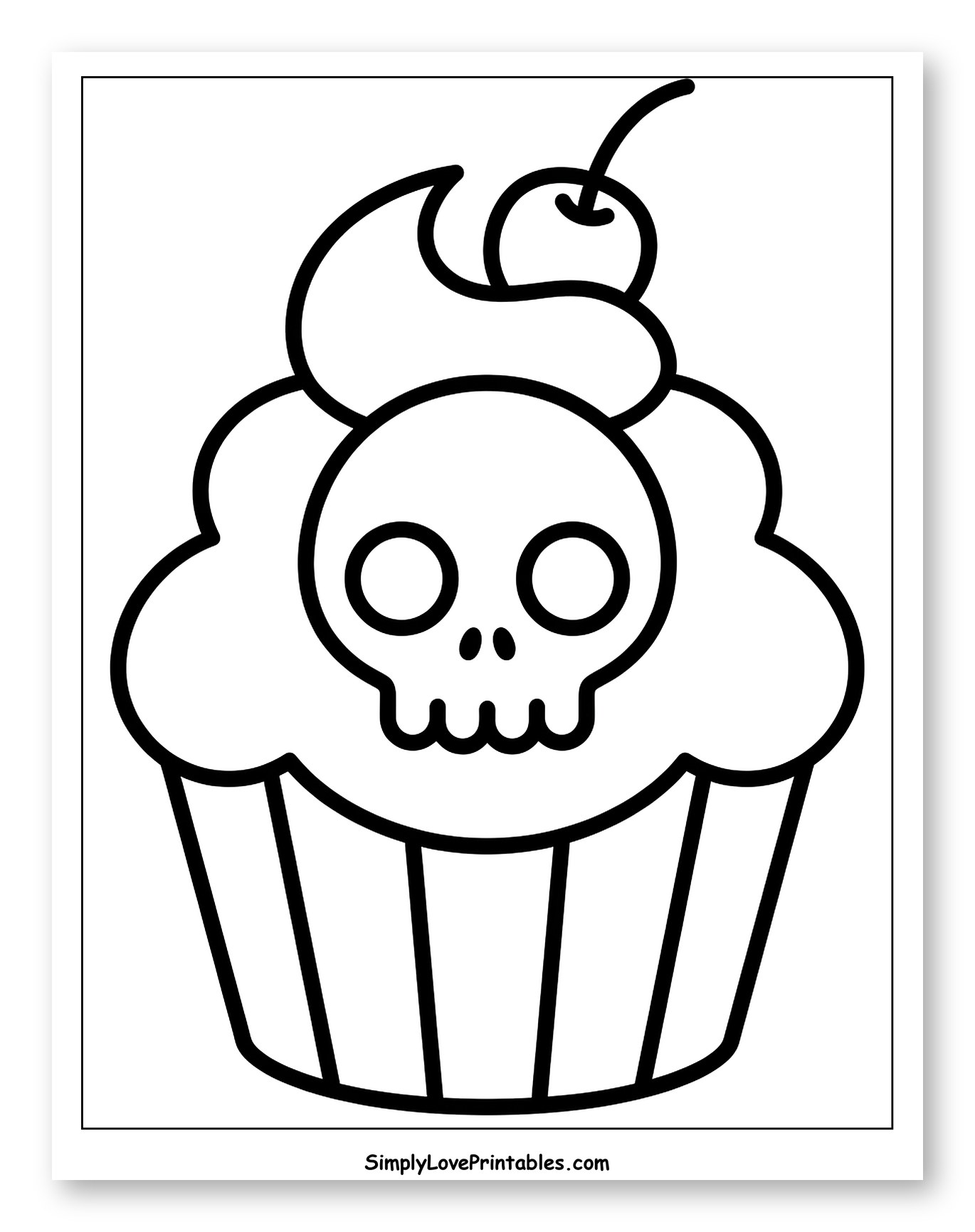 Halloween Skull Cupcake with Cherry Topping