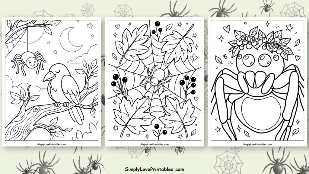 halloween spider coloring pages featured image