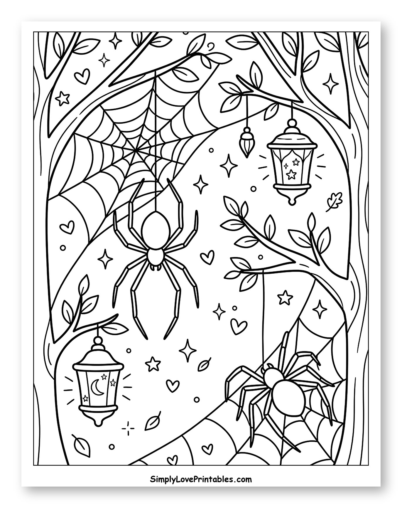 Halloween Spiders and Glowing Lanterns