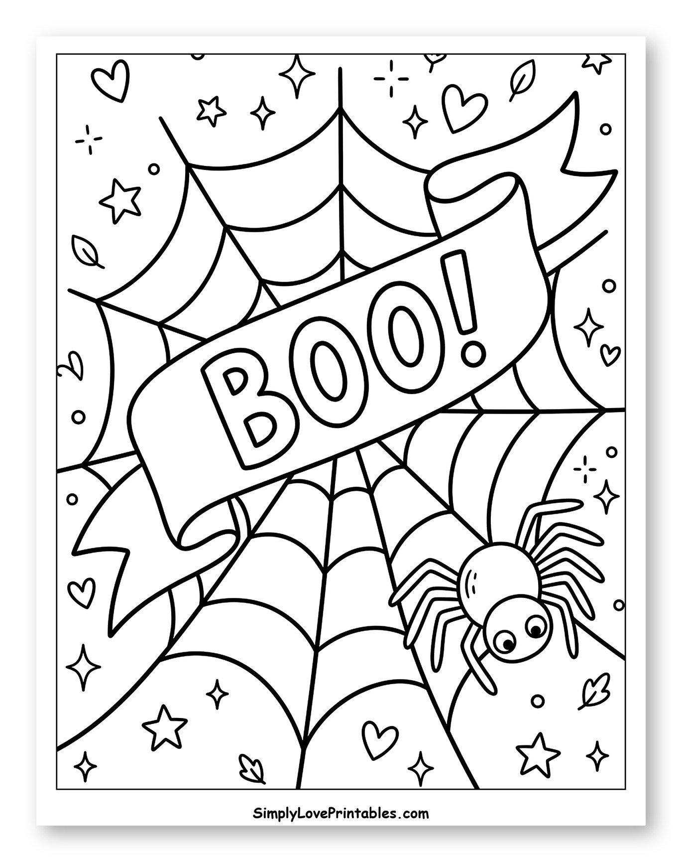 Halloween Spiderweb with Boo Banner and Spider