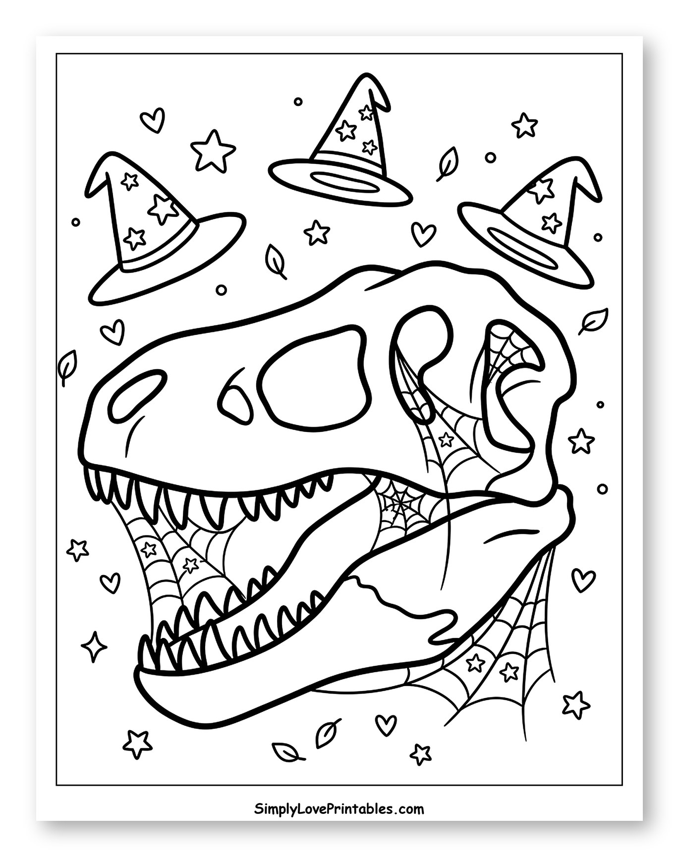 Halloween T-Rex Skull with Witch Hats