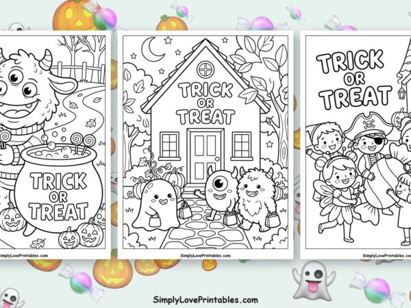 halloween trick or treat coloring pages featured image