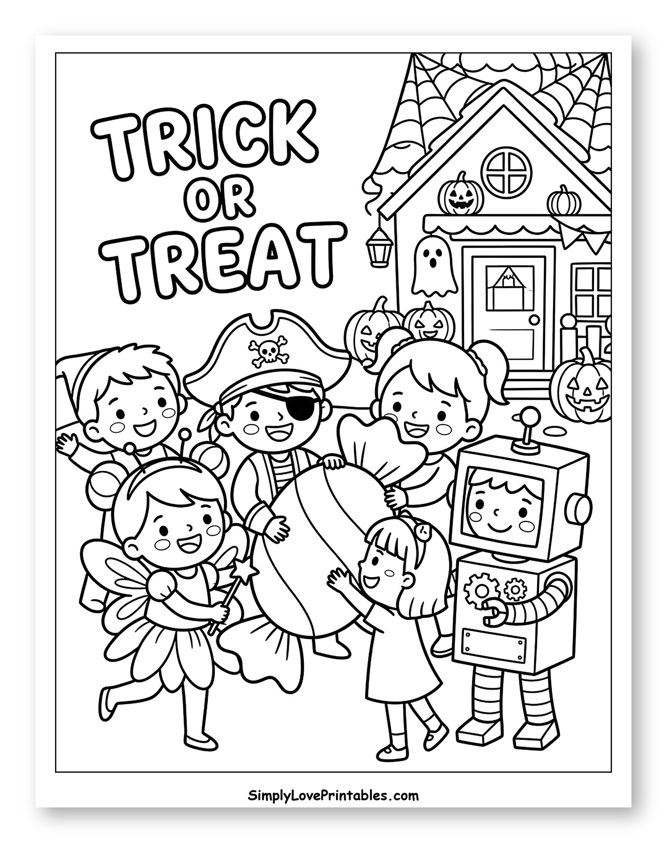 Halloween Trick-or-Treaters Holding Giant Candy