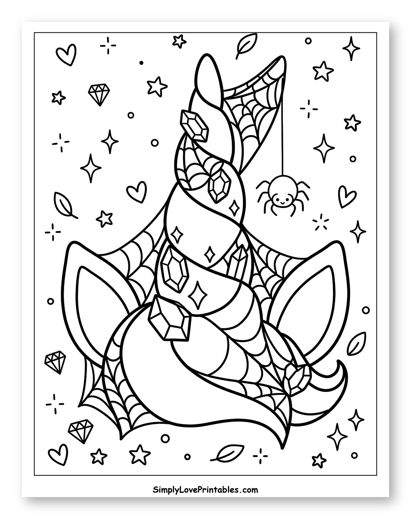 Halloween Unicorn Horn with Spiderweb and Gems