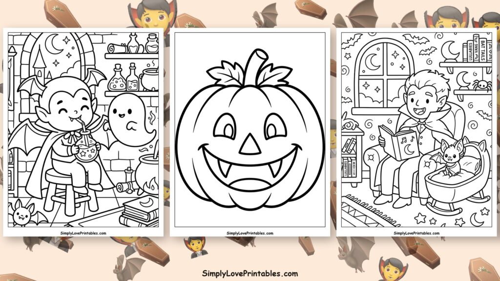halloween vampire coloring pages featured image