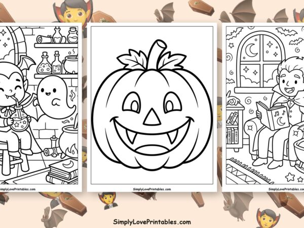 halloween vampire coloring pages featured image