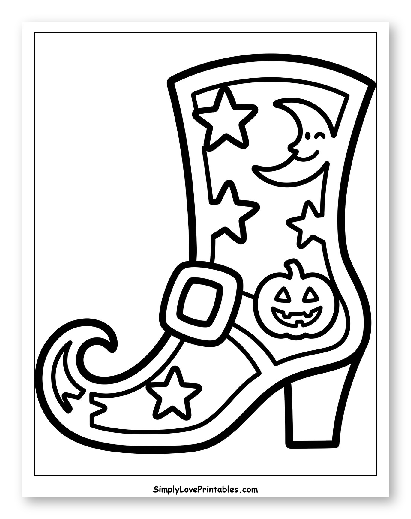 Halloween Witch Boot with Jack-o'-Lantern and Stars