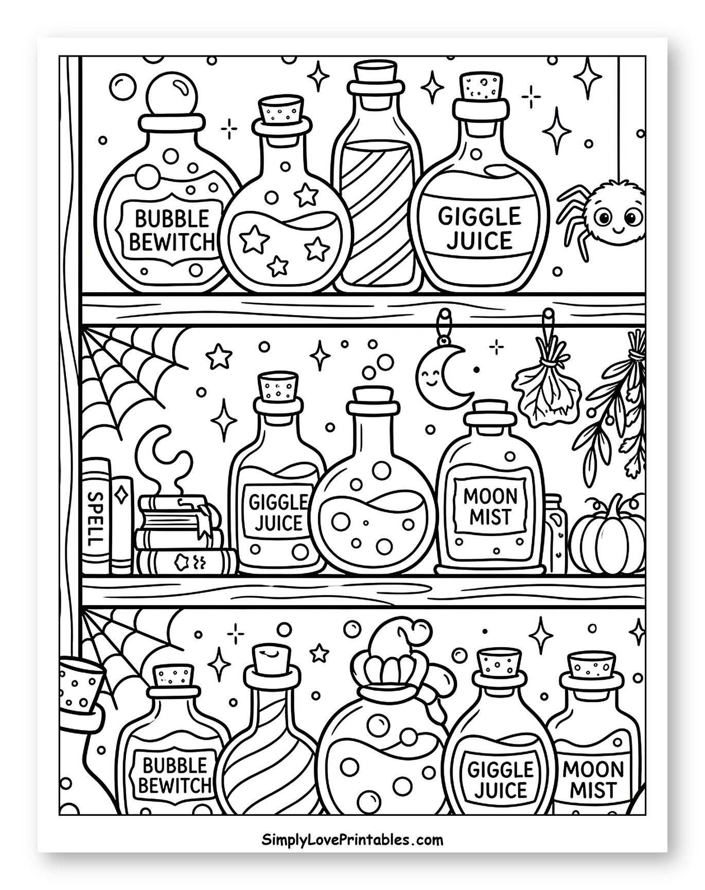 Halloween Witch's Shelf with Potions