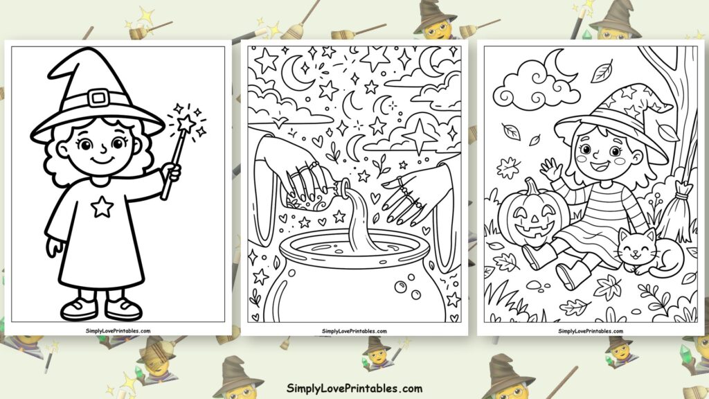 halloween witches coloring pages featured image