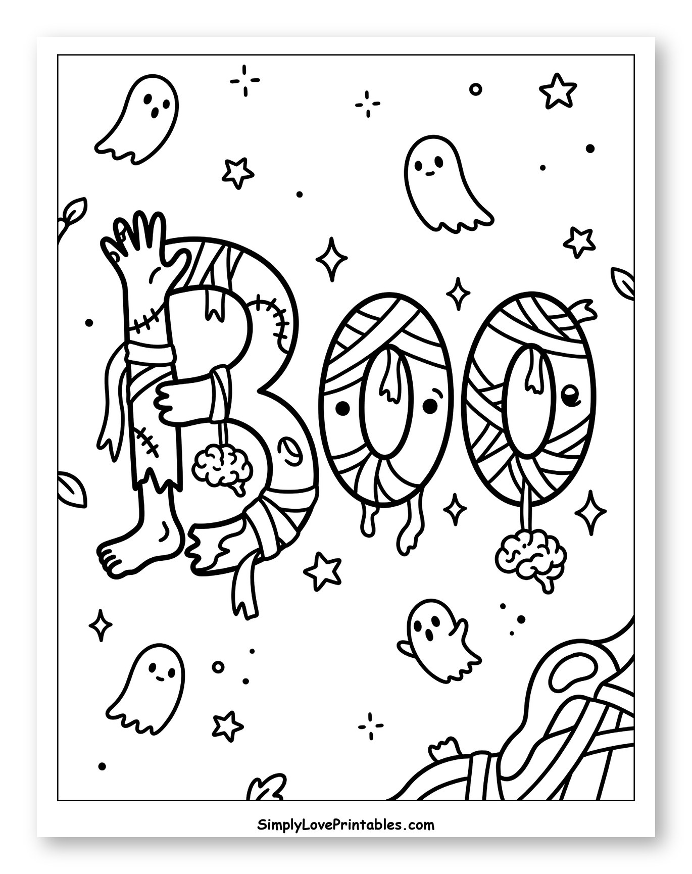 Halloween Zombie and Mummy BOO Lettering