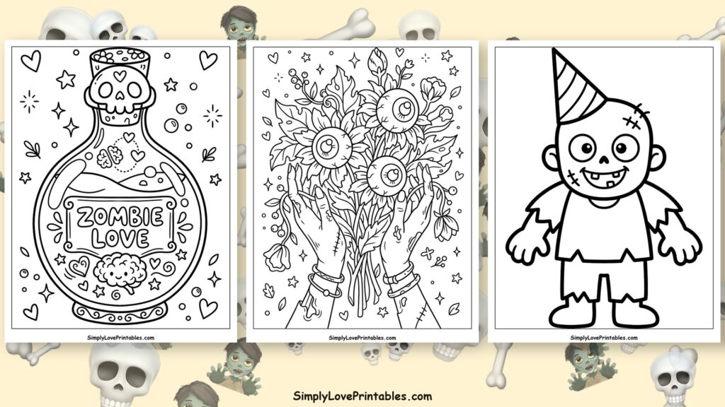 halloween zombie coloring pages featured image