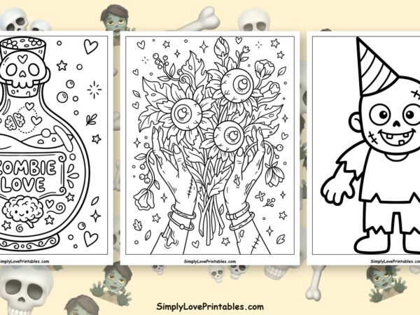 halloween zombie coloring pages featured image