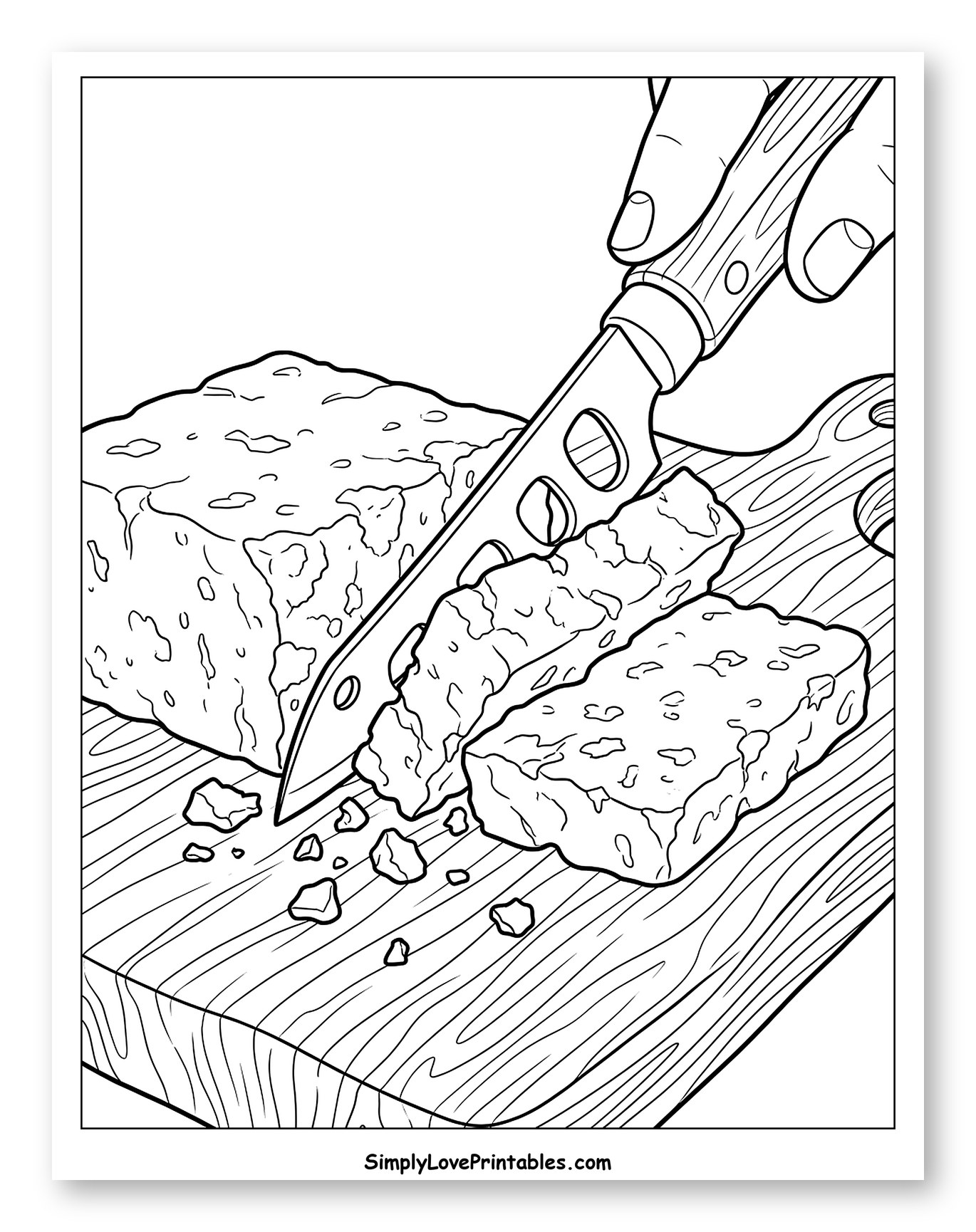 Hand Cutting Cheese Block on Board