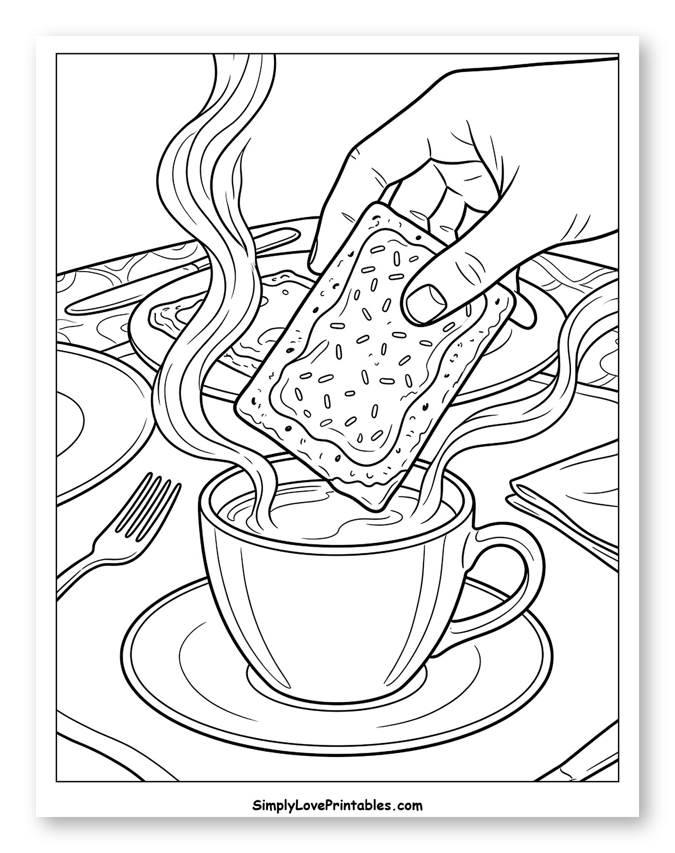 Hand Dipping Frosted Pop Tart into Coffee