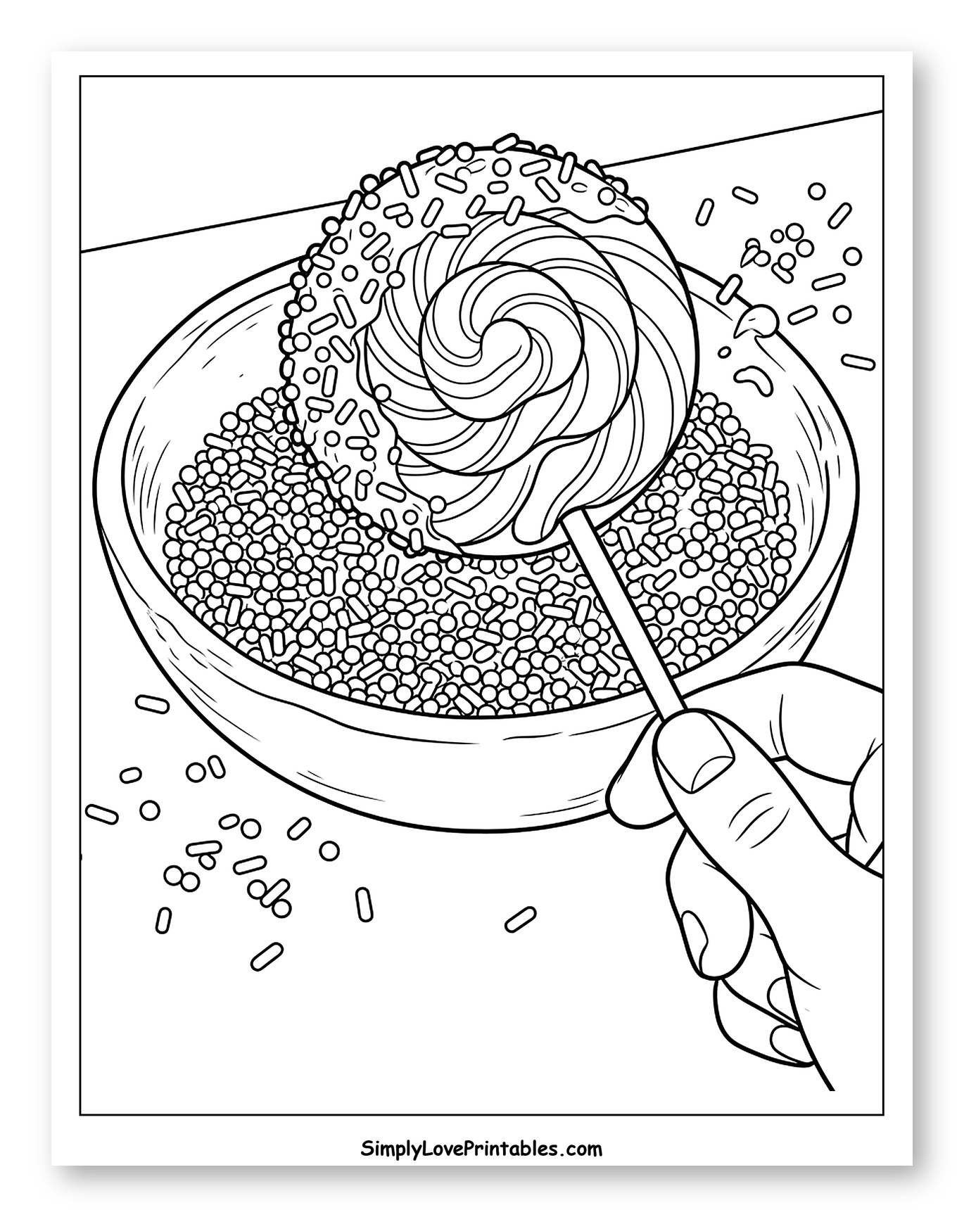 Hand Dipping Lollipop in Sprinkles