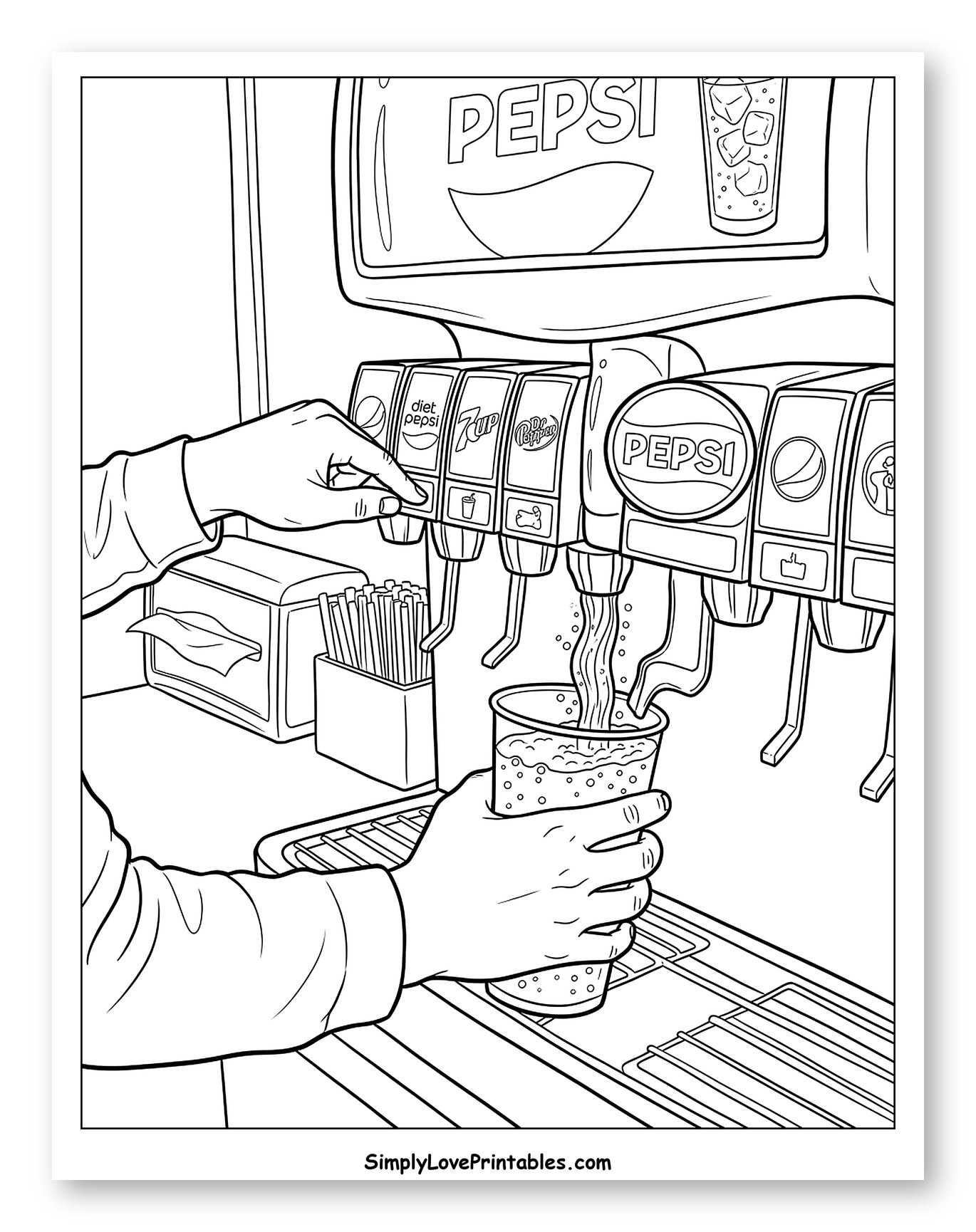 Hand Dispensing Soda from Pepsi Fountain