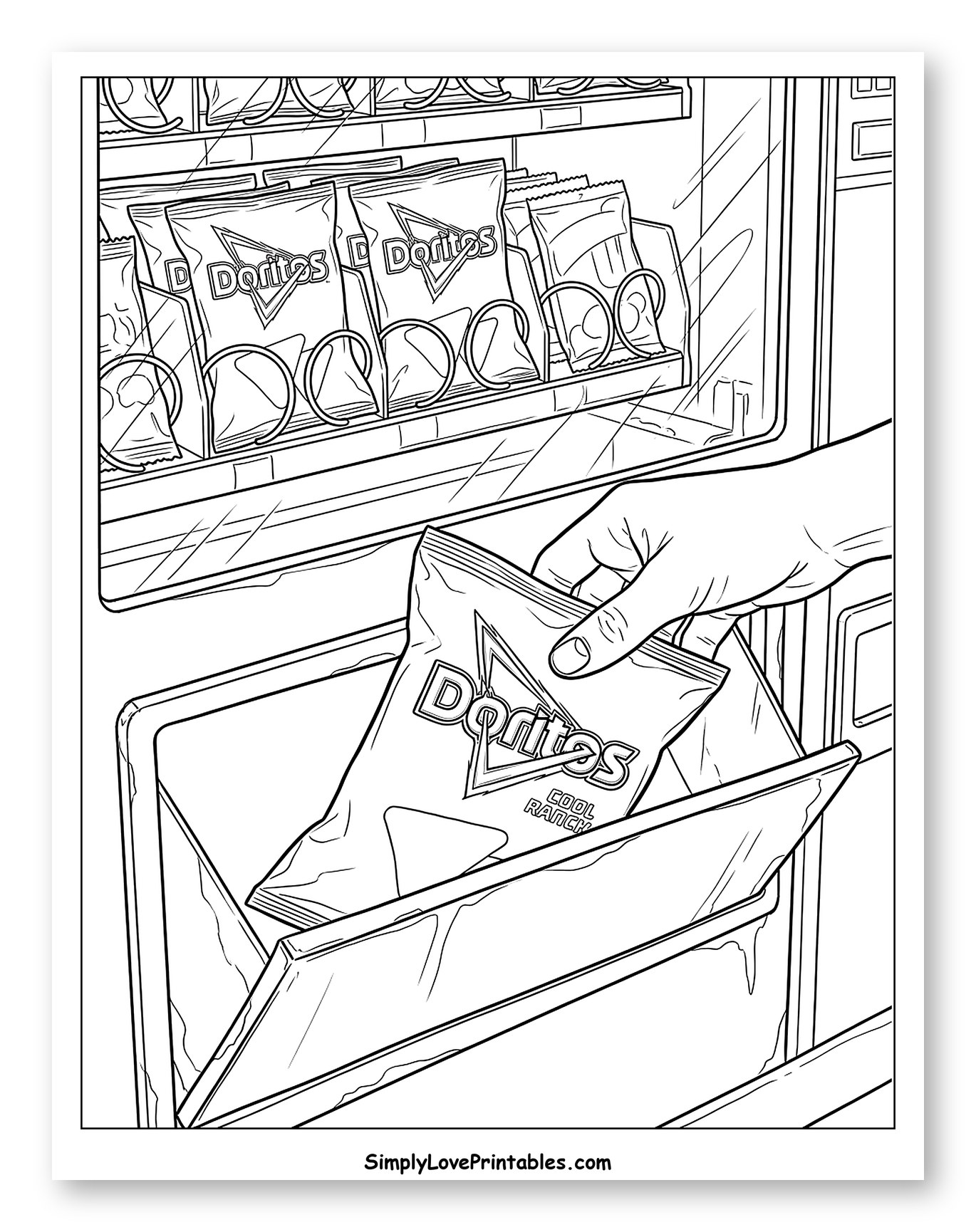Hand Grabbing Doritos from Vending Machine to Color