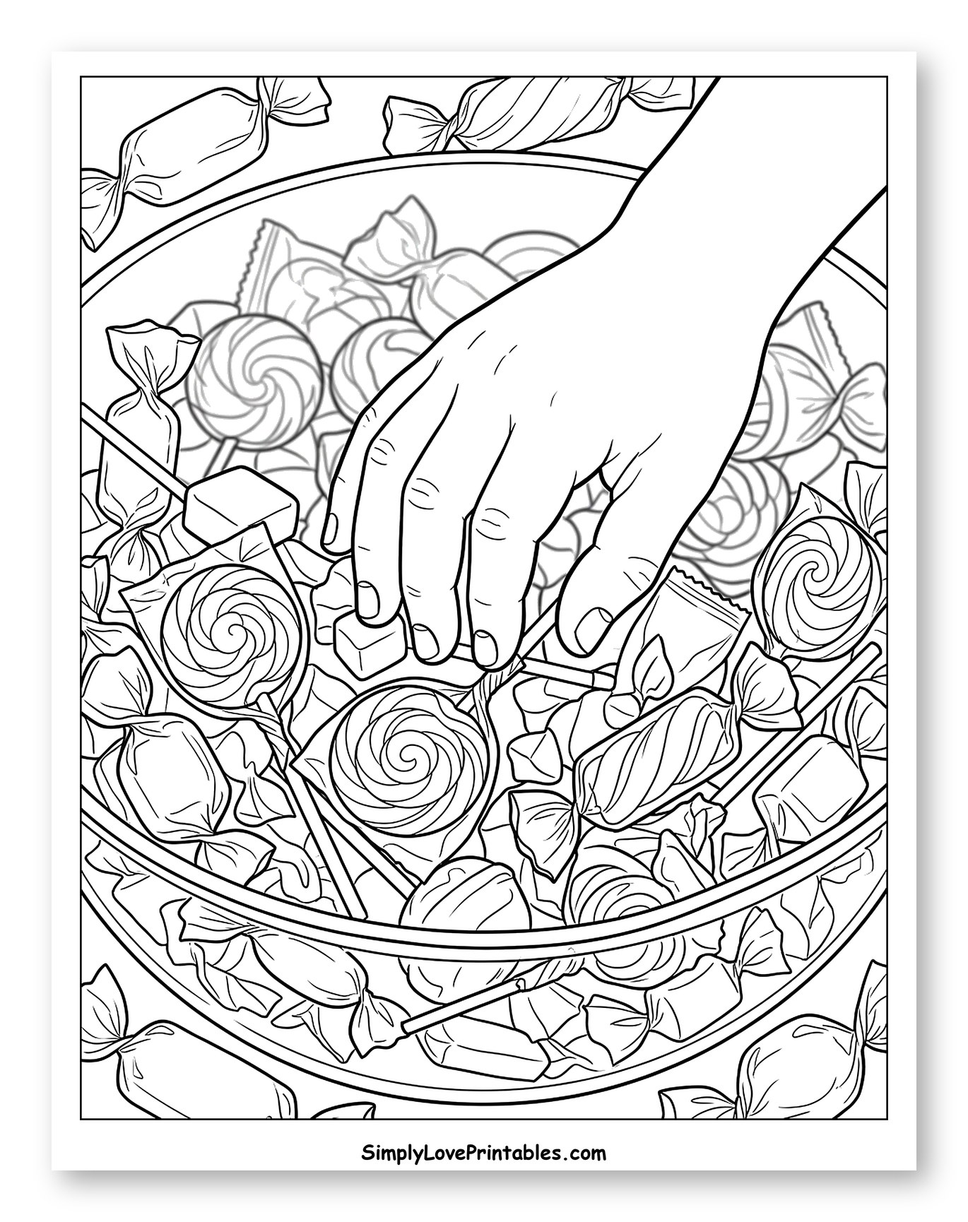 Hand Grabbing Lollipops and Wrapped Candies