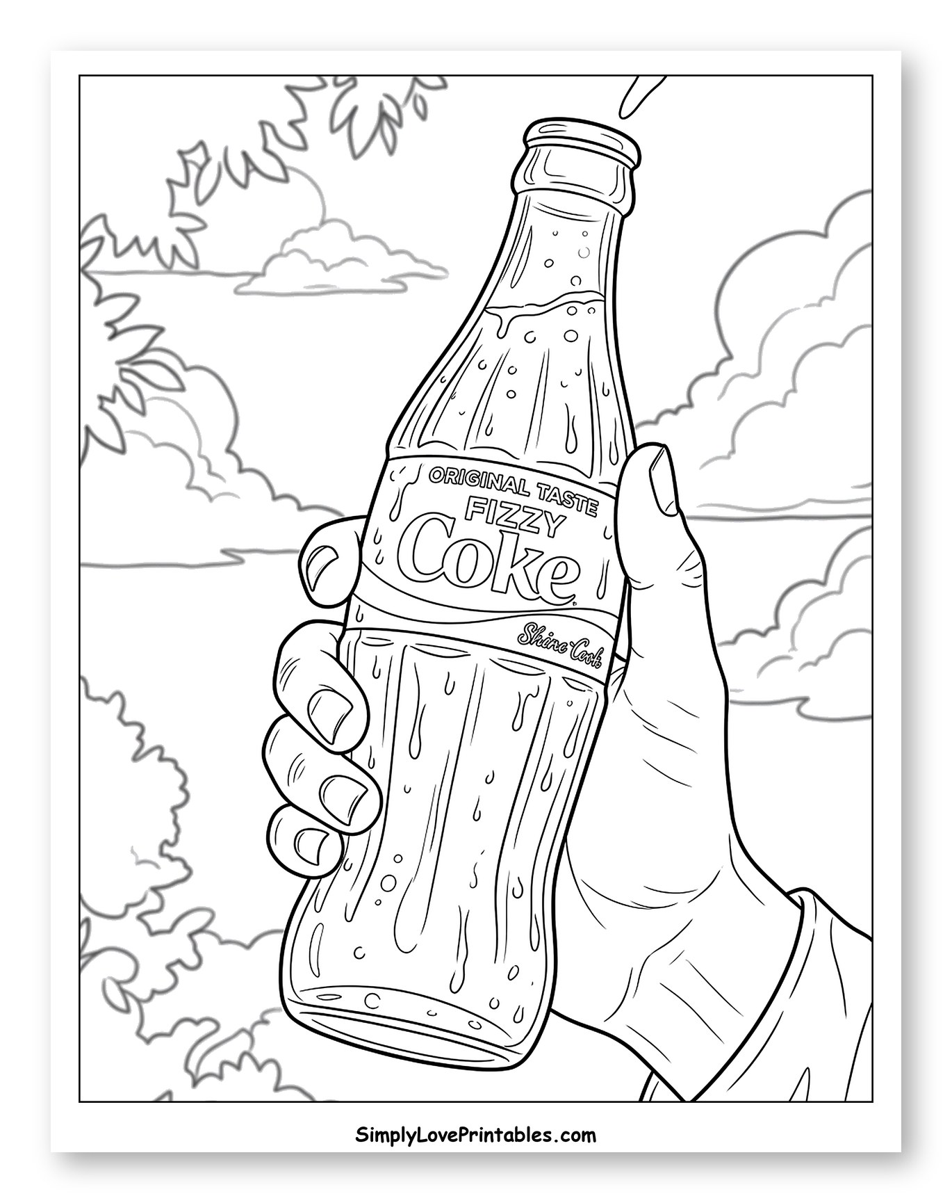 Hand Holding a Cold Fizzy Coke Bottle to Color