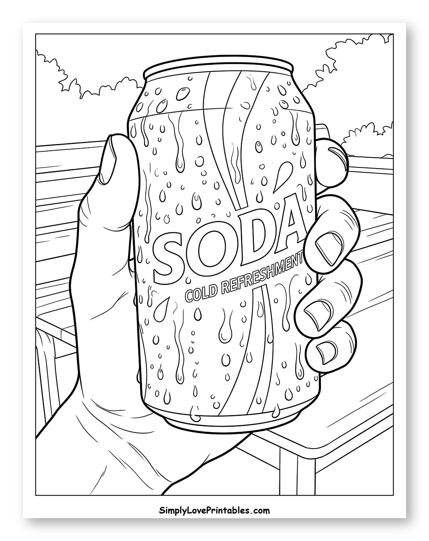 Hand Holding Cold Soda Can with Water Drops