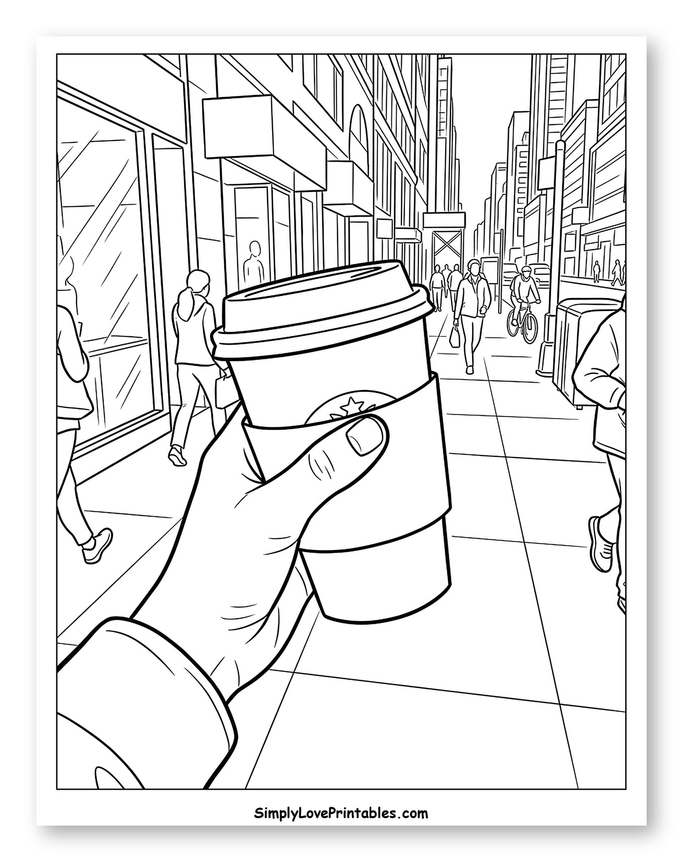 Hand Holding Starbucks Coffee on City Street