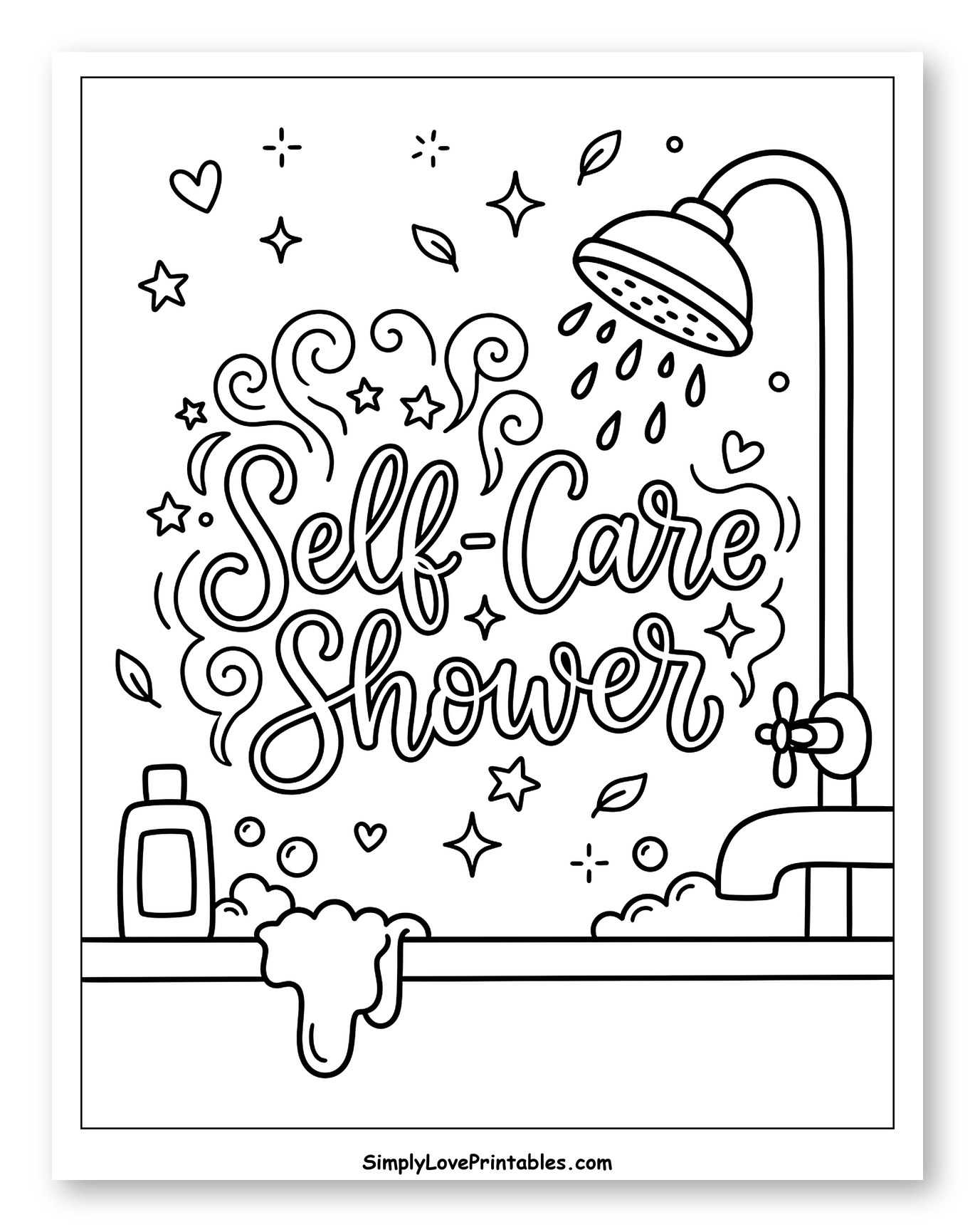 Hand-Lettered Self-Care Shower Scene