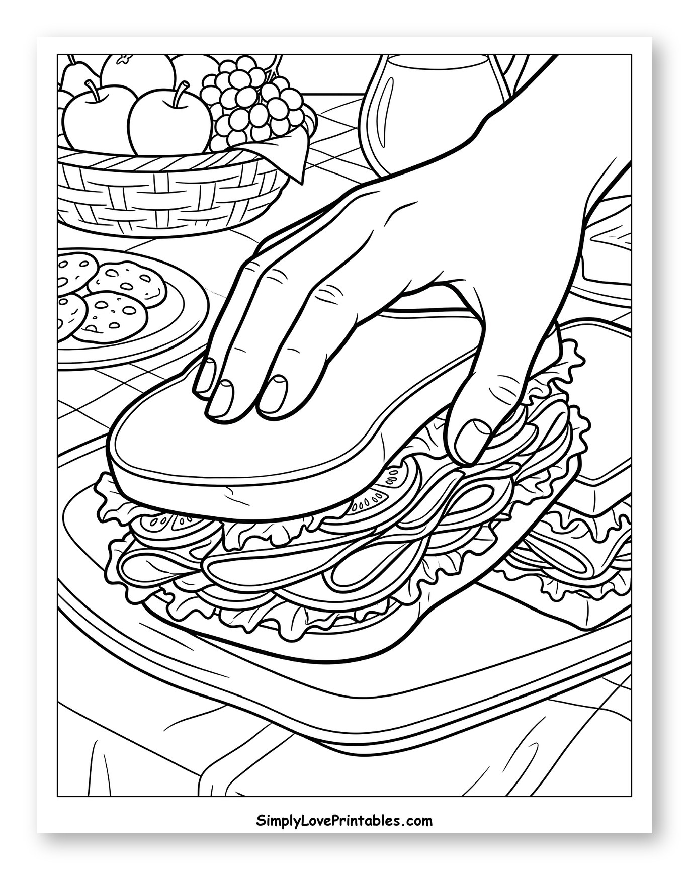 Hand Making a Delicious Layered Sandwich