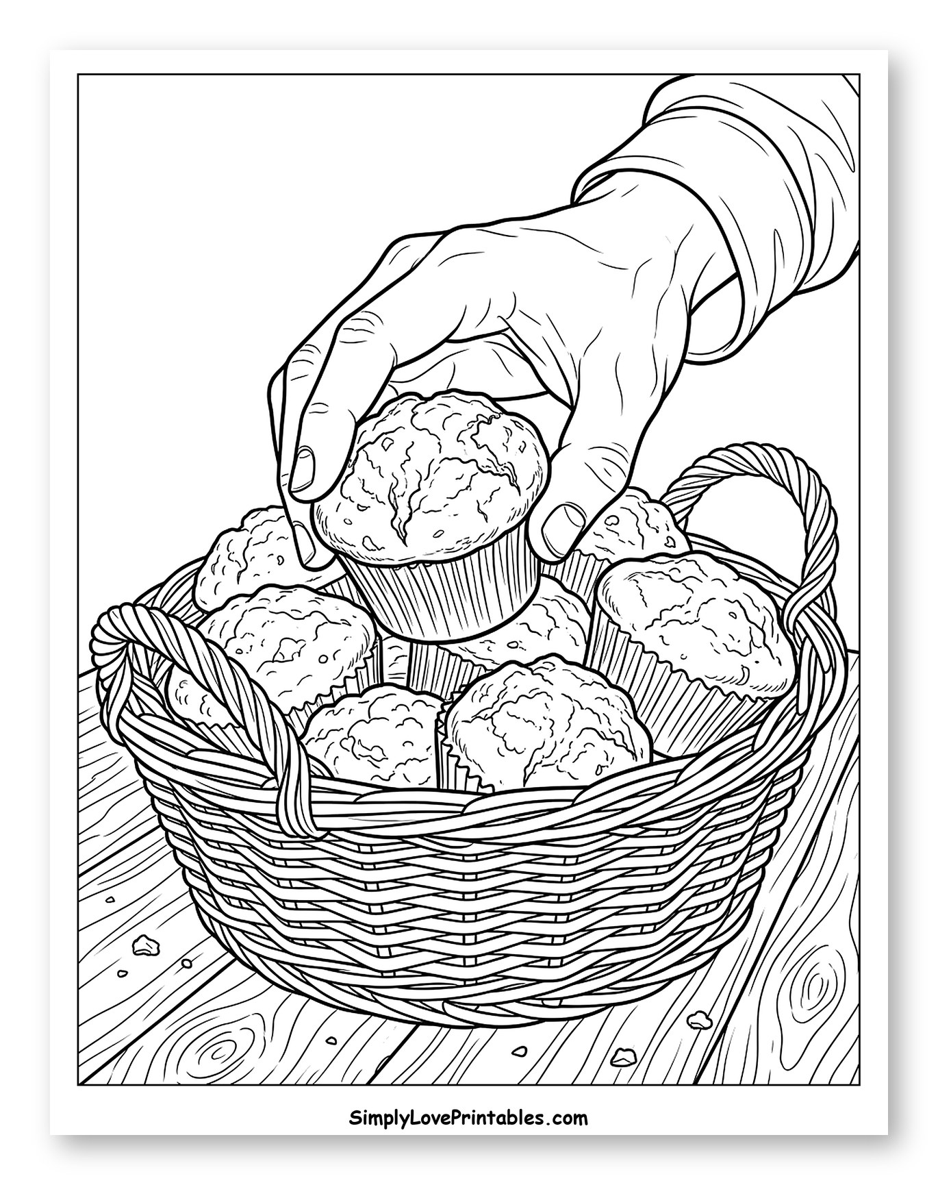 Hand Picking a Muffin from a Wicker Basket