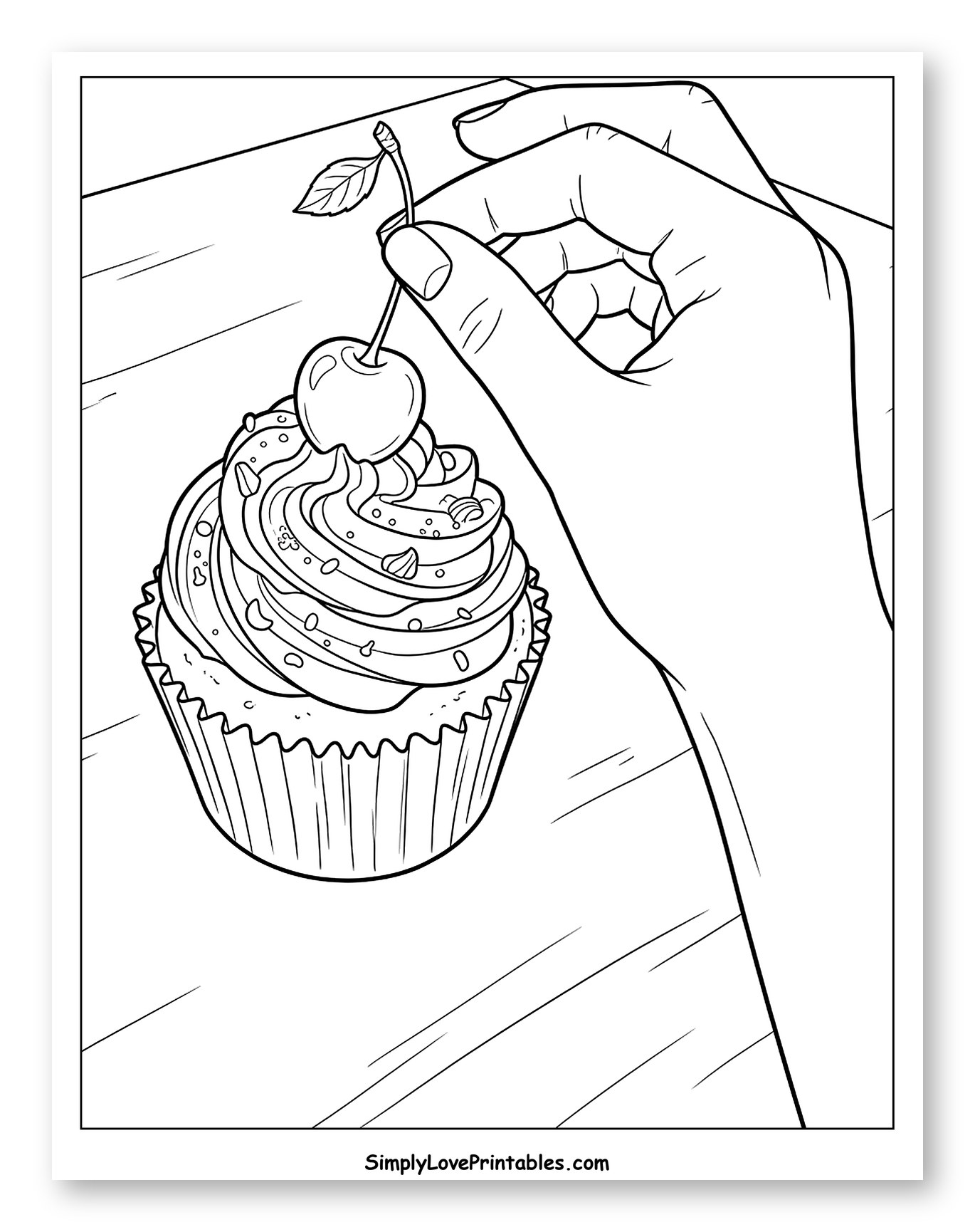 Hand Placing Cherry on Frosted Cupcake