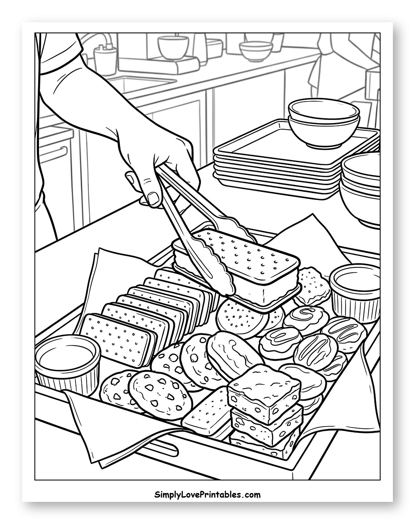 Hand Placing Ice Cream Sandwich on Tray