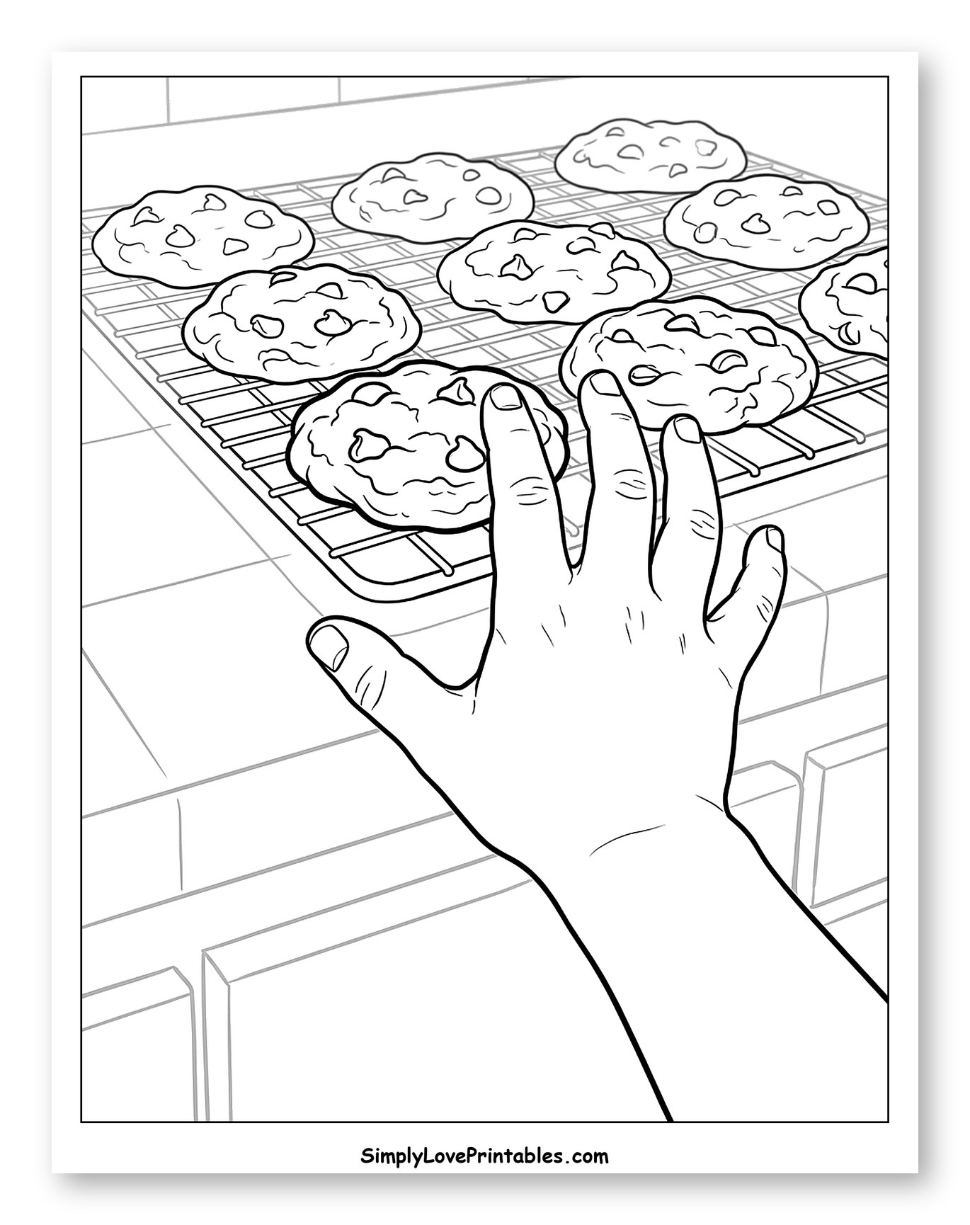 Hand Reaching for Fresh Baked Cookies to Color
