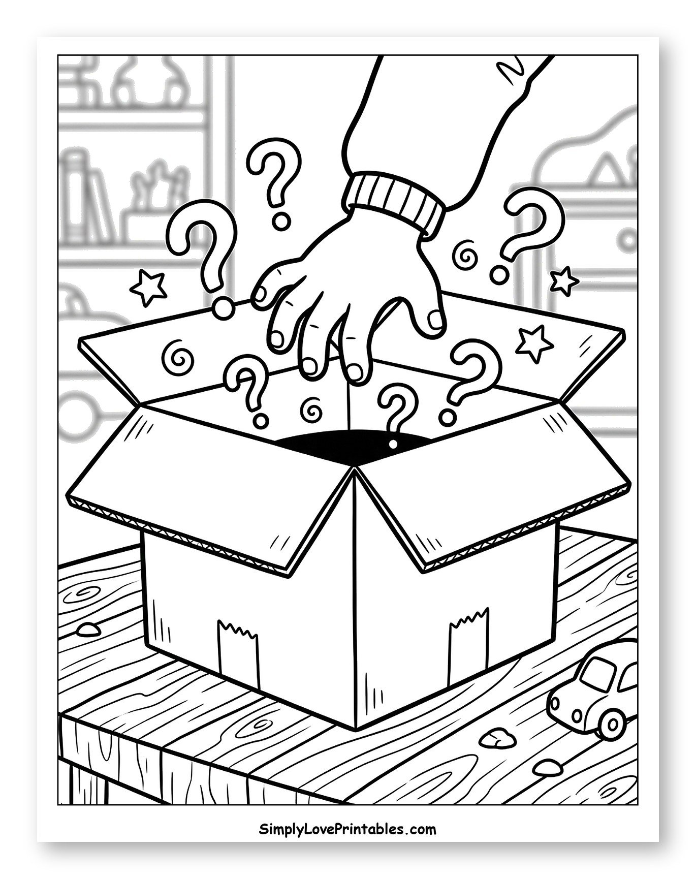 Hand Reaching into a Mystery Box to Color for Kids