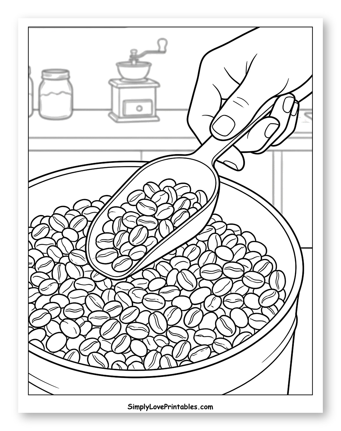 Hand Scooping Coffee Beans from Bin